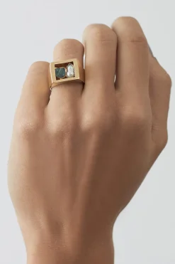 Dipua Anel Tuna Pérola Banhado a Ouro - Beleza Marinha e Estilo Duradouro