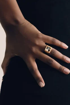 Dipua Anel Tuna Pérola Banhado a Ouro - Beleza Marinha e Estilo Duradouro