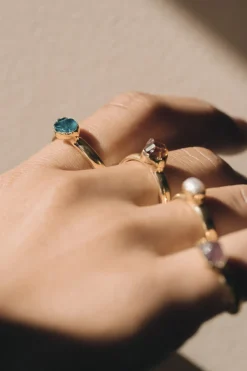 Dipua Anel Urano Banhado a Ouro: Charme Celestial