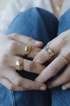Dipua Anel Urano Banhado a Ouro: Charme Celestial