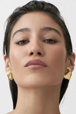 Dipua Brinco Clark em Ouro - Beleza Minimalista com um Toque de Brilho
