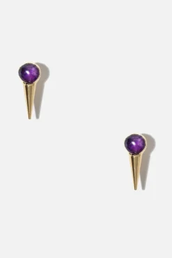 Dipua Brinco Spike Ametista Ouro