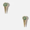 Dipua Brinco Spike Quartzo Verde Ouro