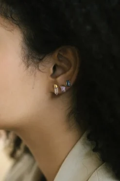 Dipua Brinco Turmalina Banhado a Ouro - Beleza Contemporânea e Brilho Sutil