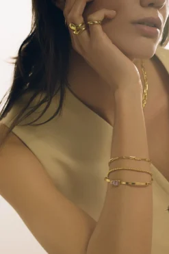 Dipua Pulseira Gaten Banhada a Ouro - Design Único e Presença Imponente