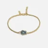 Dipua Pulseira Água-Marinha Banhada a Ouro - Beleza Natural com Toque Moderno